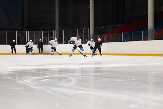 players practicing in a small rink