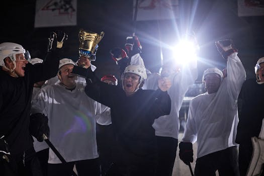 Hockey Team Celebrating a Goal