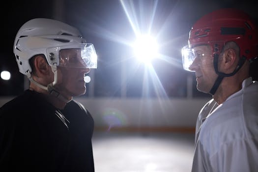 hockey players checking each other