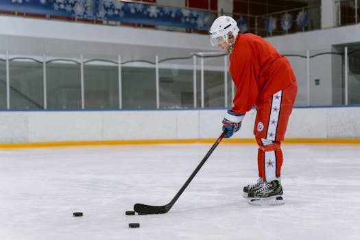 hockey player wearing protective gear