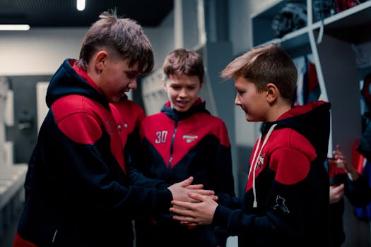 hockey players celebrating a win