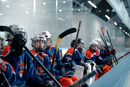 hockey players strategizing during a game