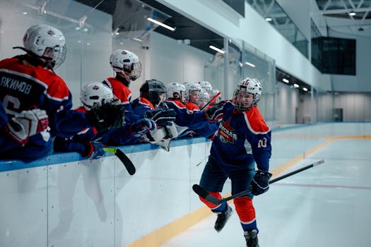 hockey players celebrating a goal