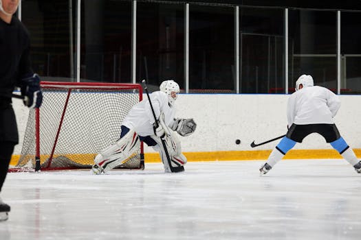 hockey player evaluating footage