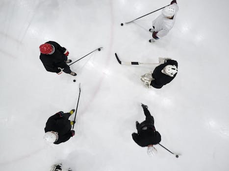 hockey players practicing signals