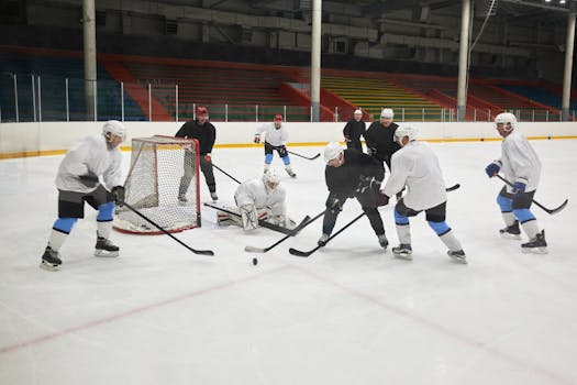 team practicing on the ice