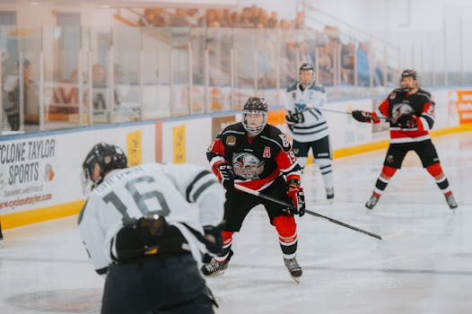 hockey referee signaling a goal