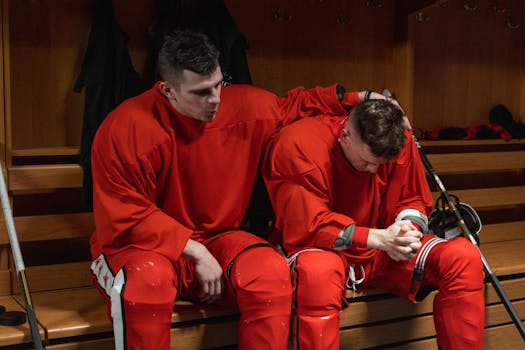 hockey player reviewing game footage